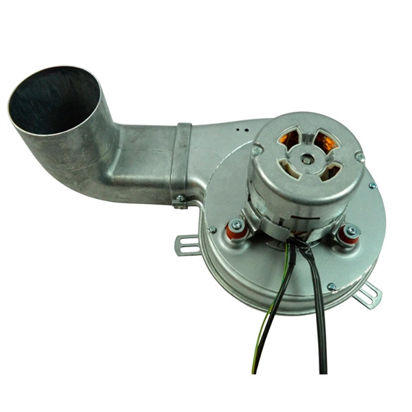 motor/soplador de gases de combustión para estufa de pellets - Diámetro 150 mm - caño angular
